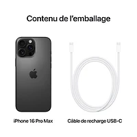 iPhone 16 Pro Max de 256 Go d'Apple - Titane noir - Déverrouillé