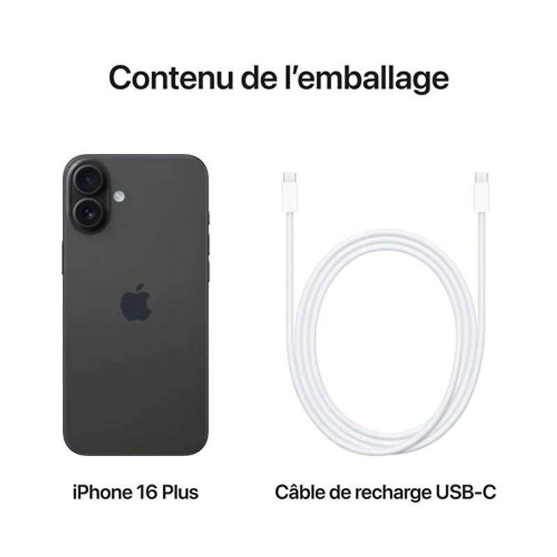 iPhone 16 Plus de 128 Go d'Apple - Noir - Déverrouillé