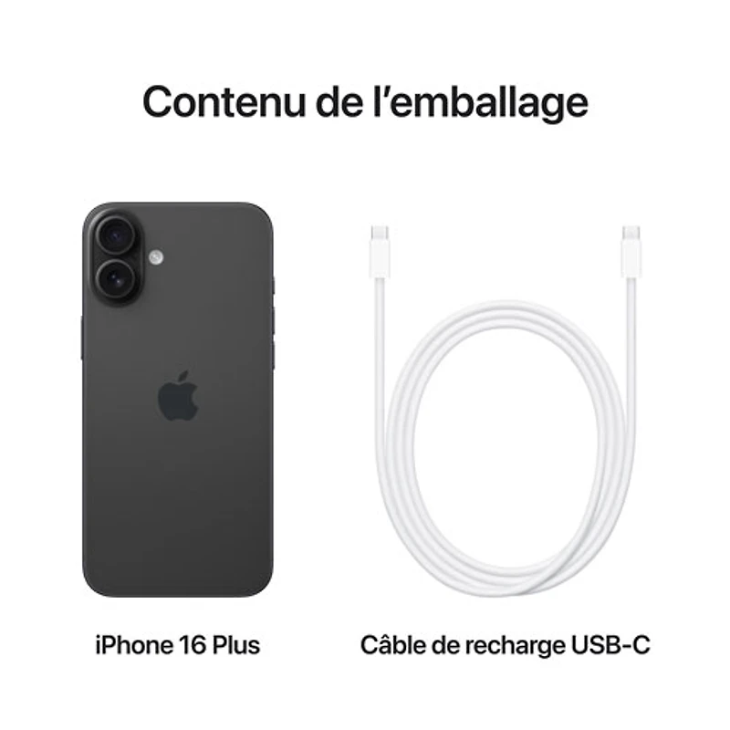 iPhone 16 Plus de 128 Go d'Apple - Noir - Déverrouillé