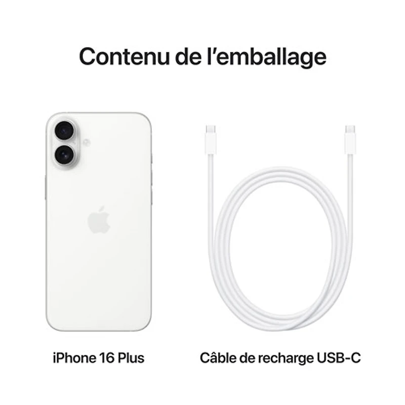 iPhone 16 Plus de 512 Go d'Apple - Blanc - Déverrouillé