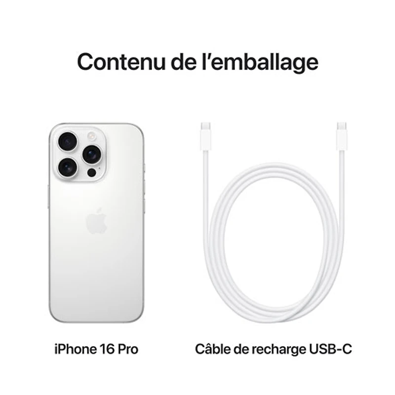 iPhone 16 Pro de 128 Go d'Apple avec TELUS - Titane blanc - Financement mensuel