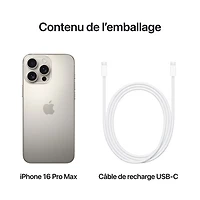 iPhone 16 Pro Max de 512 Go d'Apple avec Freedom Mobile - Titane naturel - Paiement Balance mensuel