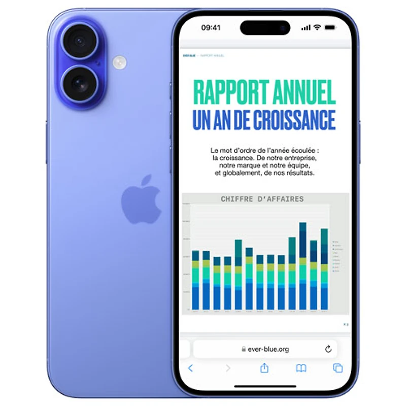 iPhone 16 Plus de 256 Go d'Apple avec TELUS - Bleu outremer - Financement mensuel