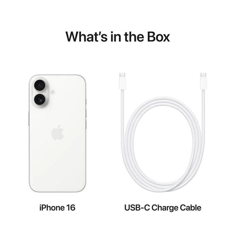 Fido Apple iPhone 16 128GB - White - Monthly Financing