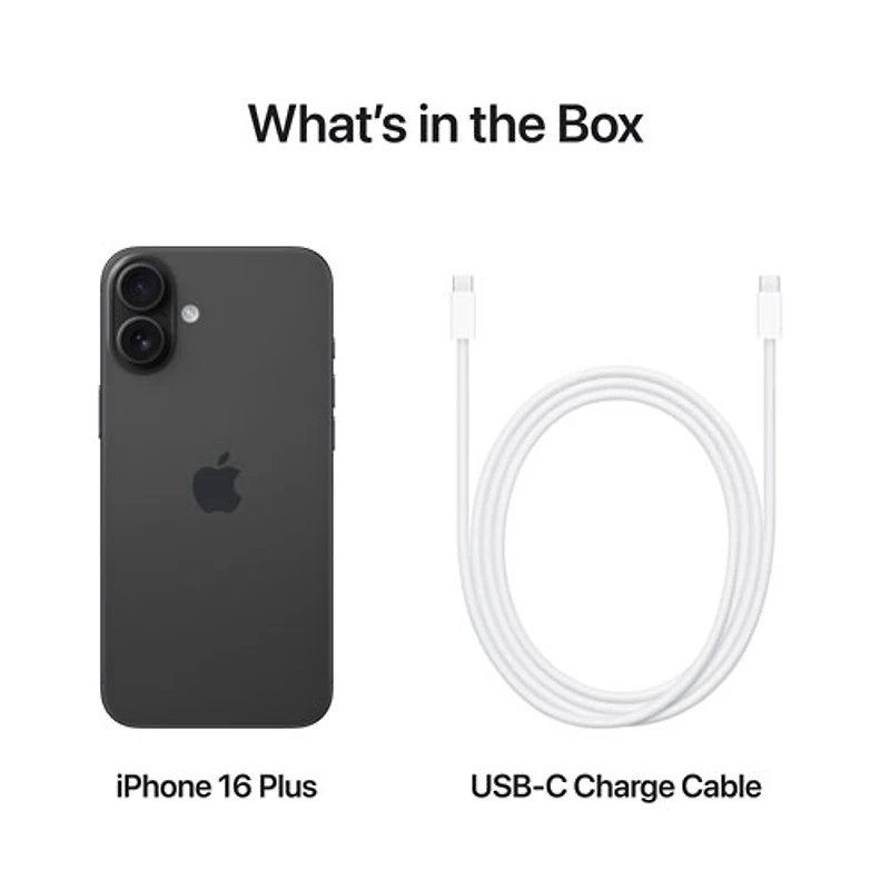 iPhone 16 Plus de 128 Go d'Apple avec Freedom Mobile - Noir - Paiement Balance mensuel