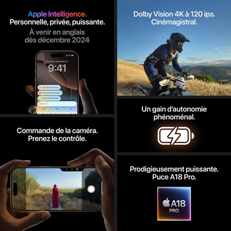 iPhone 16 Pro de 256 Go d'Apple avec Bell - Titane sable - Financement mensuel