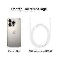 iPhone 16 Pro de 128 Go d'Apple avec Koodo - Titane naturel - Paiement Balance mensuel