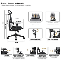 Kopplen Ergonomic High-Back Polyester Task Chair - Black