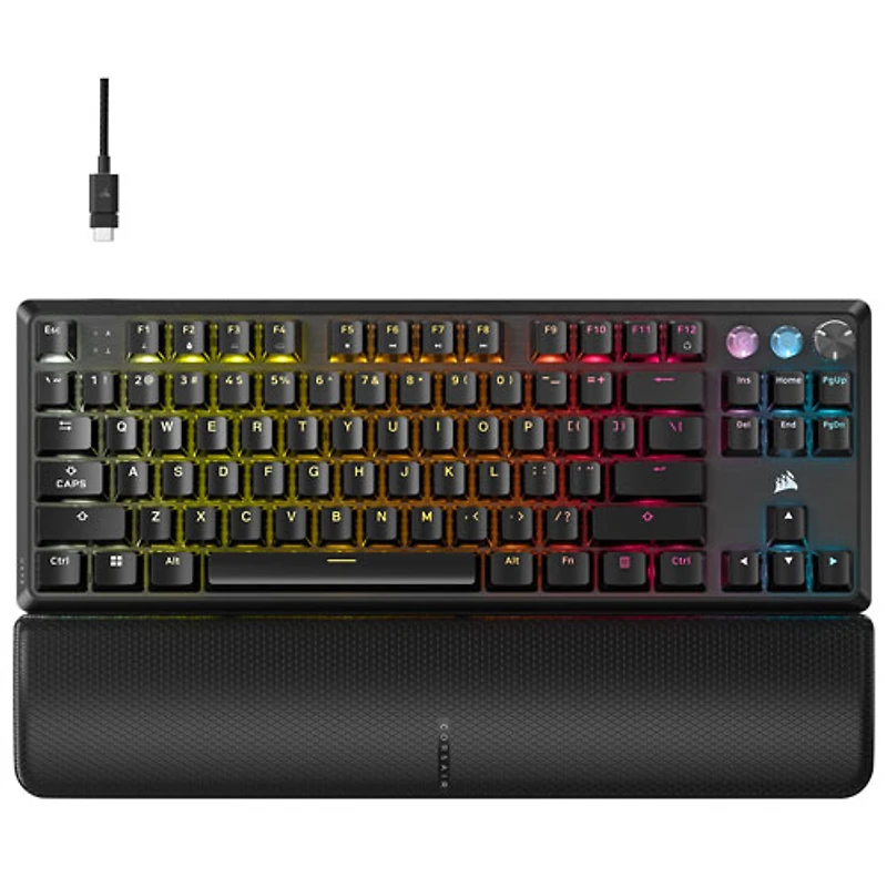 Clavier de jeu sans pavé numérique avec fil rétroéclairé à commutateurs magnétiques linéaires K70 Pro de Corsair - Noir
