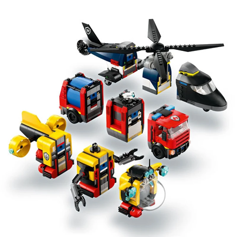 LEGO City : Ensemble hélicoptère, camion de pompiers et sous-marin - 874 pièces (60462)
