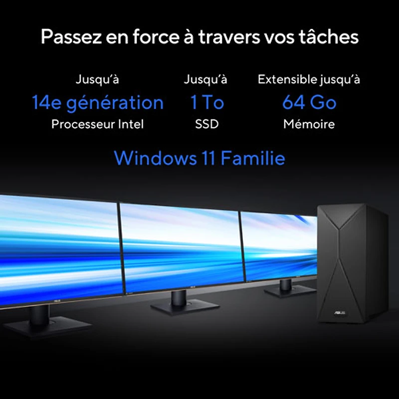 Ordinateur de bureau S501 d'ASUS (Core i5-14400 d'Intel/RAM 16 Go/SSD 1 To/RTX 3050)
