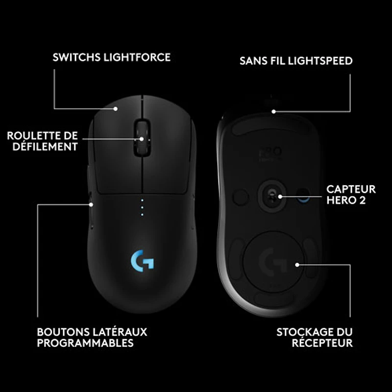 Logitech G PRO 2 LIGHTSPEED 44000 DPI Wireless Optical Gaming Mouse - Black