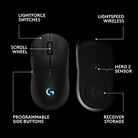 Logitech G PRO 2 LIGHTSPEED 44000 DPI Wireless Optical Gaming Mouse - Black
