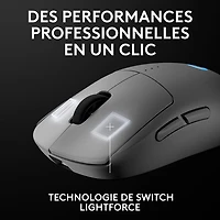 Souris de jeu optique sans fil de 44000 ppp PRO 2 LIGHTSPEED de Logitech G - Blanc
