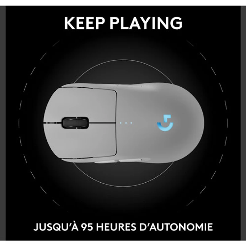 Souris de jeu optique sans fil de 44000 ppp PRO 2 LIGHTSPEED de Logitech G - Blanc