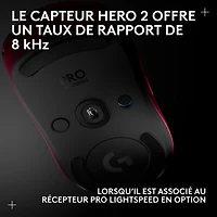 Souris de jeu optique sans fil de 44000 ppp PRO 2 LIGHTSPEED de Logitech G - Magenta