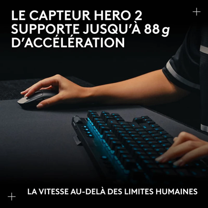 Souris de jeu optique sans fil de 44000 ppp PRO 2 LIGHTSPEED de Logitech G - Magenta