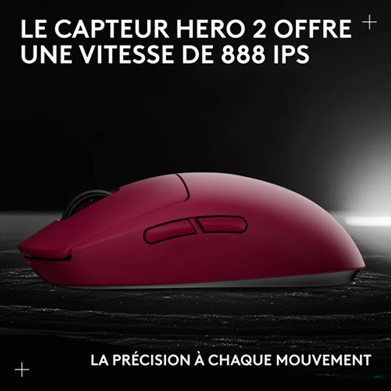 Souris de jeu optique sans fil de 44000 ppp PRO 2 LIGHTSPEED de Logitech G - Magenta