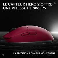 Souris de jeu optique sans fil de 44000 ppp PRO 2 LIGHTSPEED de Logitech G - Magenta