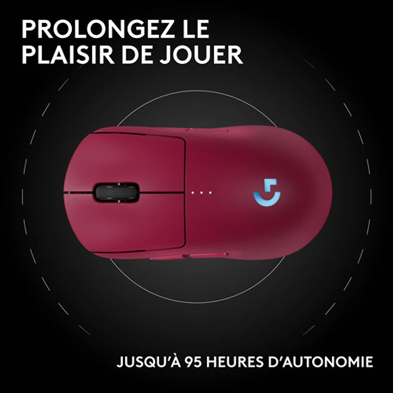 Souris de jeu optique sans fil de 44000 ppp PRO 2 LIGHTSPEED de Logitech G - Magenta