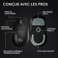 Logitech PRO X SUPERLIGHT 2 DEX 44000 DPI Wireless Optical Lightweight 5-Button Gaming Mouse - Black
