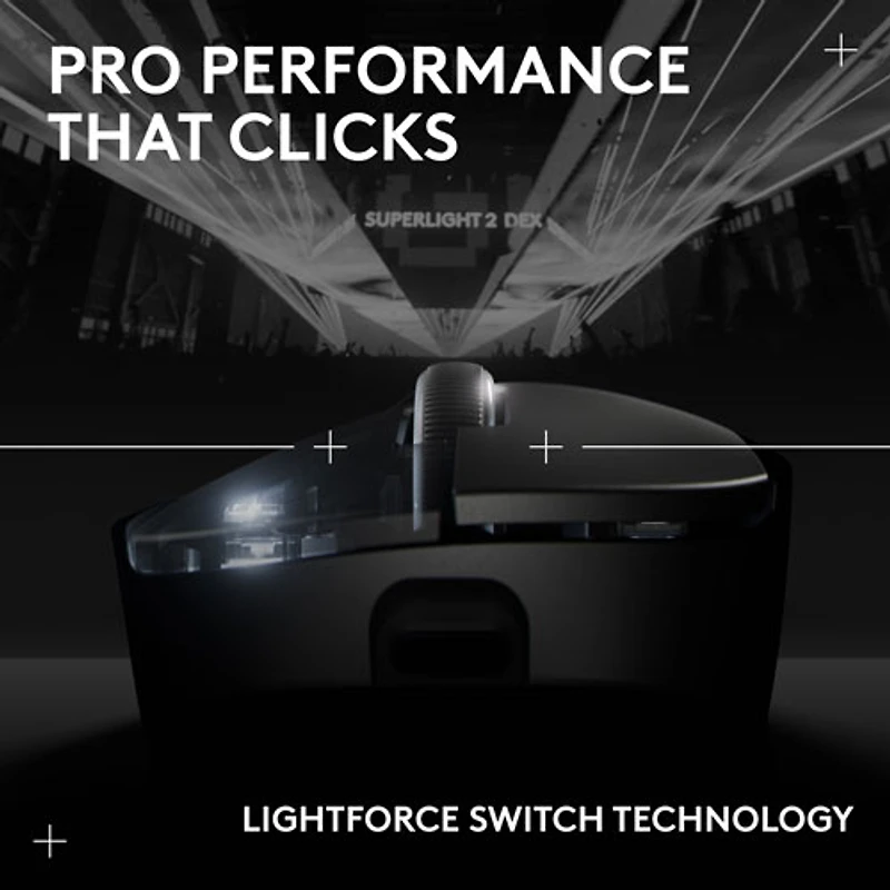 Logitech PRO X SUPERLIGHT 2 DEX 44000 DPI Wireless Optical Lightweight 5-Button Gaming Mouse - Black