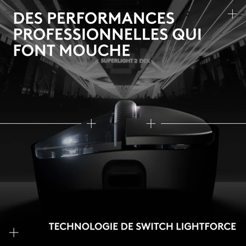 Logitech PRO X SUPERLIGHT 2 DEX 44000 DPI Wireless Optical Lightweight 5-Button Gaming Mouse - Black