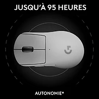 Souris de jeu optique sans fil légère à 5 boutons de 44 000 ppp PRO X SUPERLIGHT 2 DEX de Logitech - Blanc