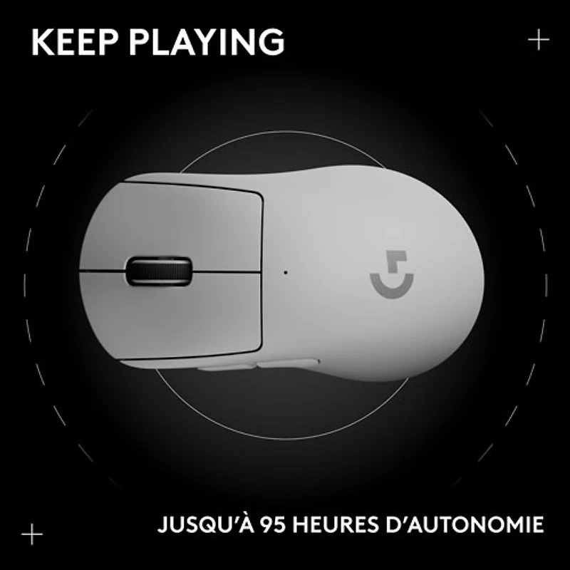 Souris de jeu optique sans fil légère à 5 boutons de 44 000 ppp PRO X SUPERLIGHT 2 DEX de Logitech - Blanc