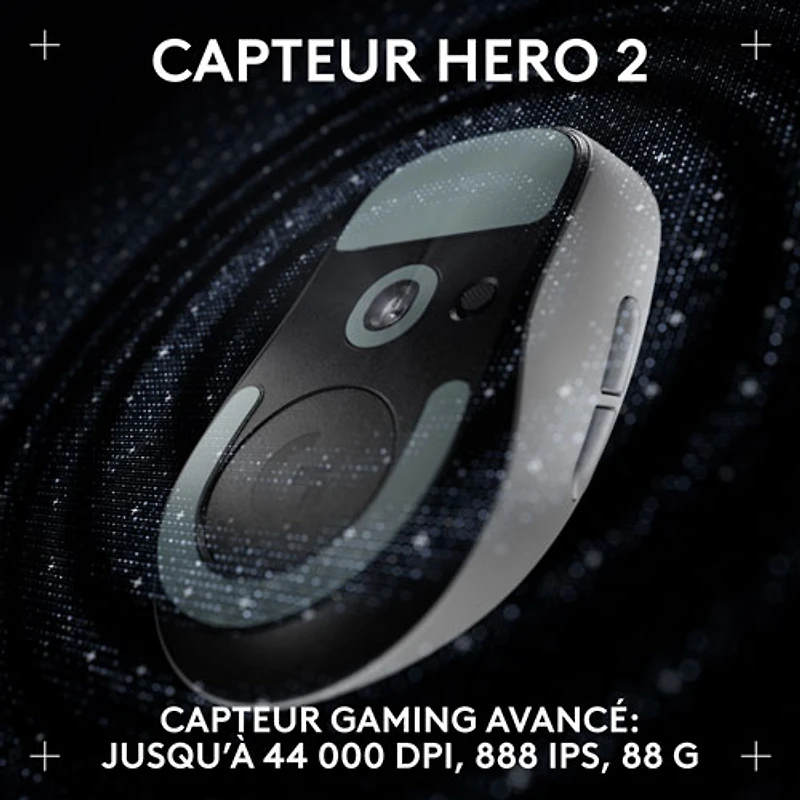 Souris de jeu optique sans fil légère à 5 boutons de 44 000 ppp PRO X SUPERLIGHT 2 DEX de Logitech - Blanc