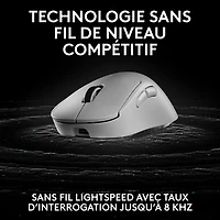 Souris de jeu optique sans fil légère à 5 boutons de 44 000 ppp PRO X SUPERLIGHT 2 DEX de Logitech - Blanc