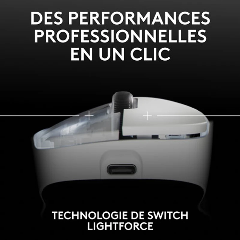 Souris de jeu optique sans fil légère à 5 boutons de 44 000 ppp PRO X SUPERLIGHT 2 DEX de Logitech - Blanc