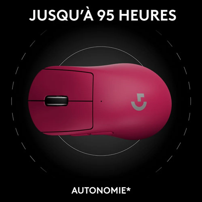 Souris de jeu optique sans fil légère à 5 boutons de 44 000 ppp PRO X SUPERLIGHT 2 DEX de Logitech - Magenta
