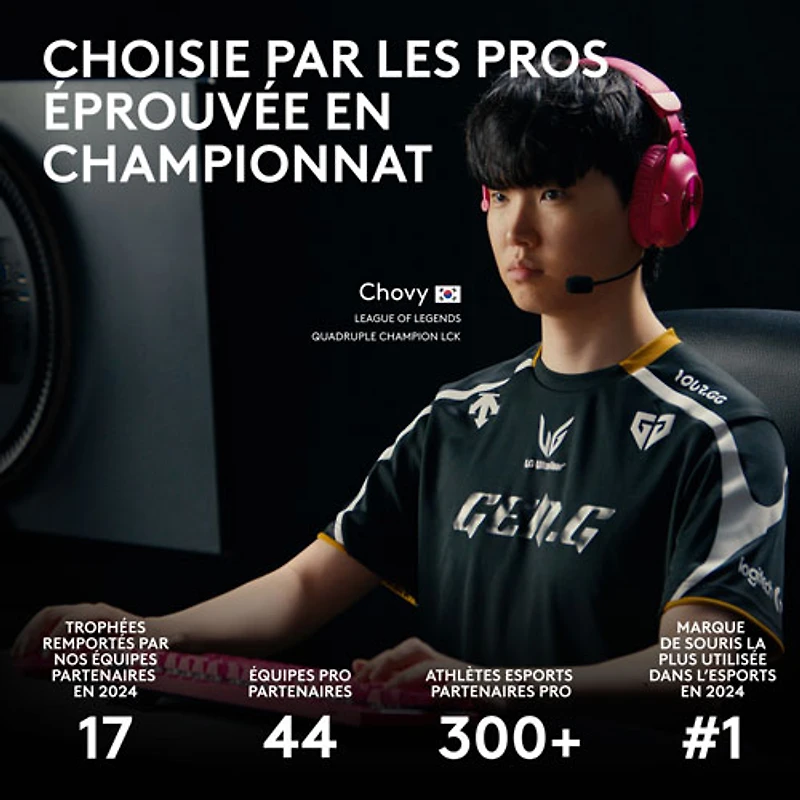Souris de jeu optique sans fil légère à 5 boutons de 44 000 ppp PRO X SUPERLIGHT 2 DEX de Logitech - Magenta