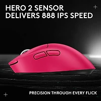 Souris de jeu optique sans fil légère à 5 boutons de 44 000 ppp PRO X SUPERLIGHT 2 DEX de Logitech - Magenta