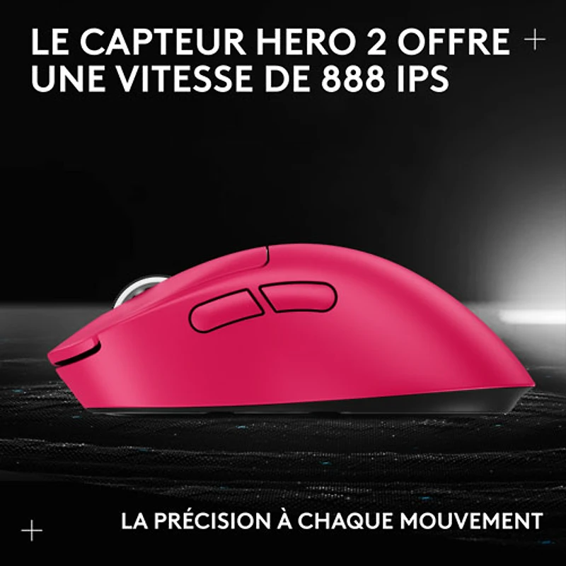 Souris de jeu optique sans fil légère à 5 boutons de 44 000 ppp PRO X SUPERLIGHT 2 DEX de Logitech - Magenta