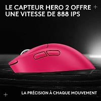 Souris de jeu optique sans fil légère à 5 boutons de 44 000 ppp PRO X SUPERLIGHT 2 DEX de Logitech - Magenta