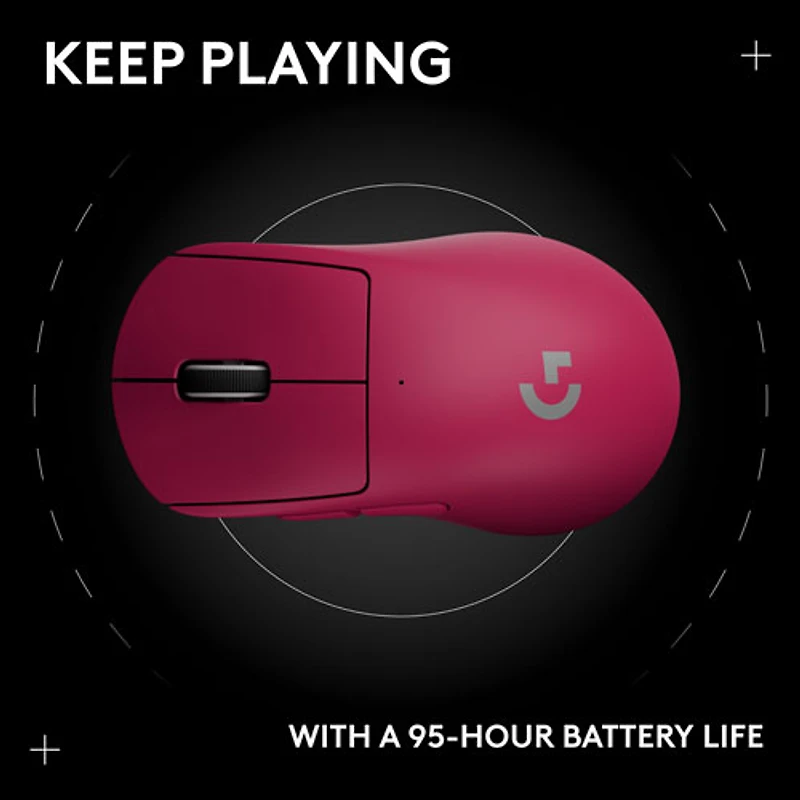 Souris de jeu optique sans fil légère à 5 boutons de 44 000 ppp PRO X SUPERLIGHT 2 DEX de Logitech - Magenta