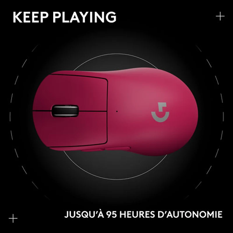 Souris de jeu optique sans fil légère à 5 boutons de 44 000 ppp PRO X SUPERLIGHT 2 DEX de Logitech - Magenta
