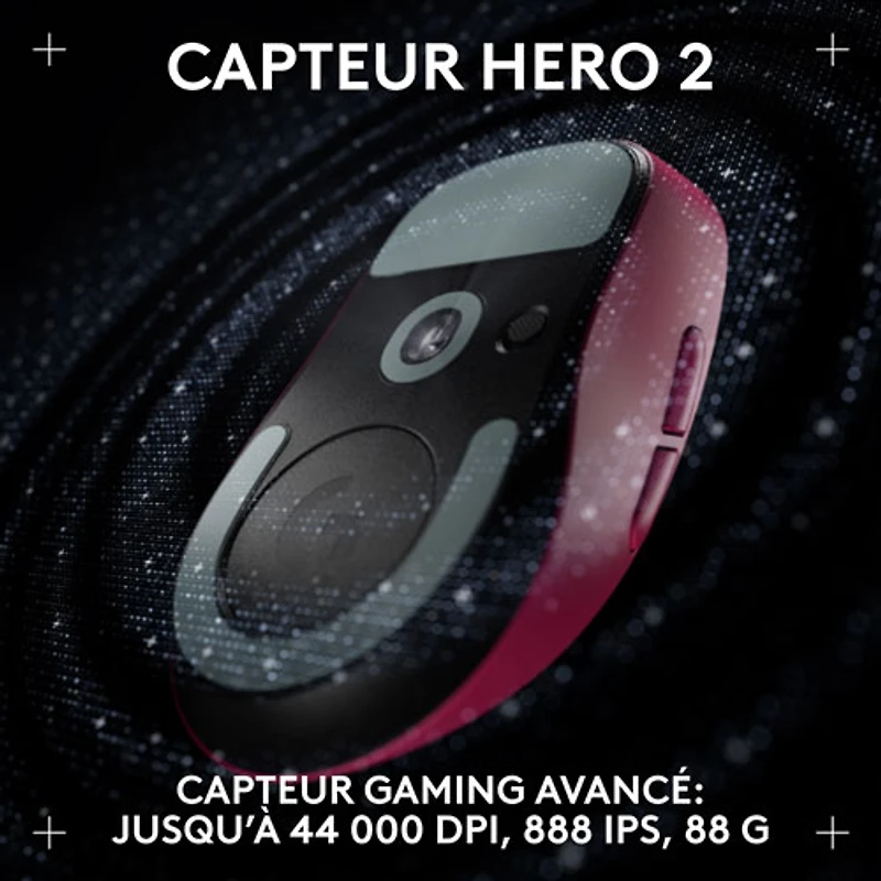 Souris de jeu optique sans fil légère à 5 boutons de 44 000 ppp PRO X SUPERLIGHT 2 DEX de Logitech - Magenta