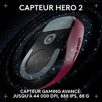 Souris de jeu optique sans fil légère à 5 boutons de 44 000 ppp PRO X SUPERLIGHT 2 DEX de Logitech - Magenta