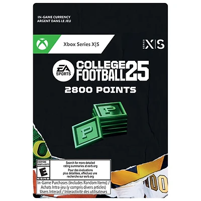 College Football 25 - 2800 points (Xbox Series X|S) - Téléchargement numérique