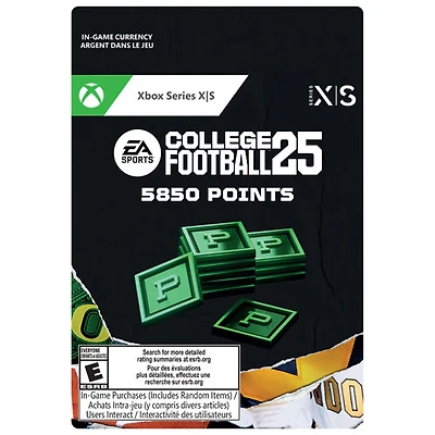 College Football 25 - 5850 points (Xbox Series X|S) - Téléchargement numérique