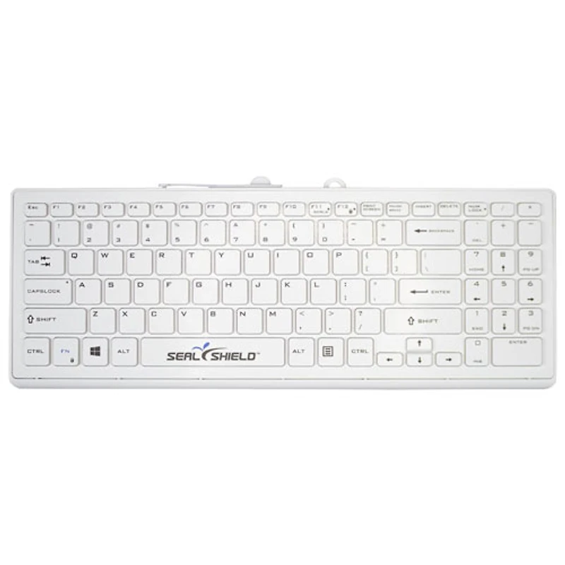 Seal Shield Cleanwipe Pro Wired Compact Size Waterproof Keyboard - White - English