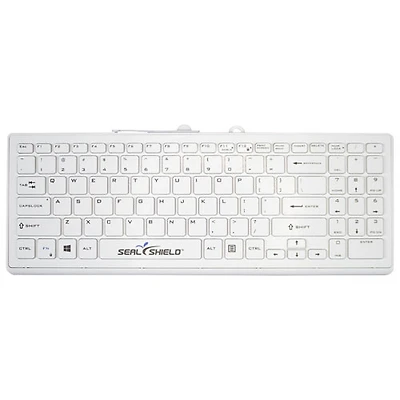 Seal Shield Cleanwipe Pro Wired Compact Size Waterproof Keyboard - White - English