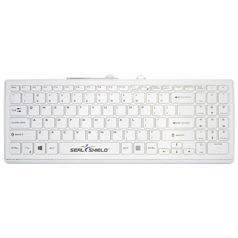 Clavier étanche en format compact Cleanwipe Pro avec fil de Seal Shield - Blanc - Anglais