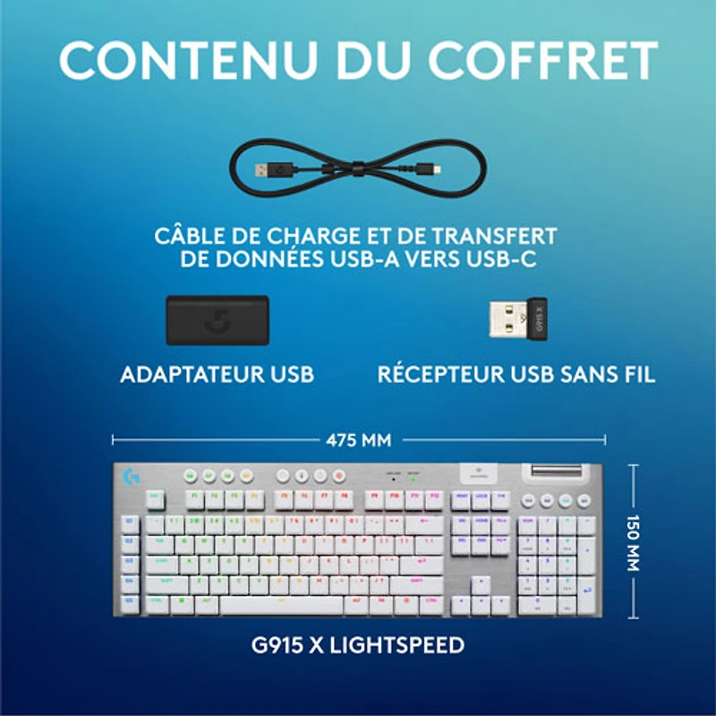 Logitech G915 X LIGHTSPEED Wireless Backlit Mechanical GL Tactile Full-Size Gaming Keyboard