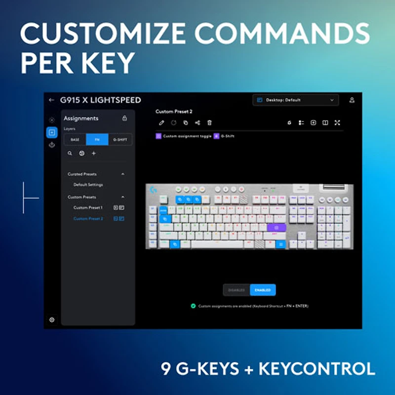 Logitech G915 X LIGHTSPEED Wireless Backlit Mechanical GL Tactile Full-Size Gaming Keyboard
