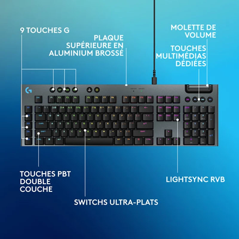 Logitech G915 X Wired Backlit Mechanical GL Tactile Full-Size Gaming Keyboard - Black
