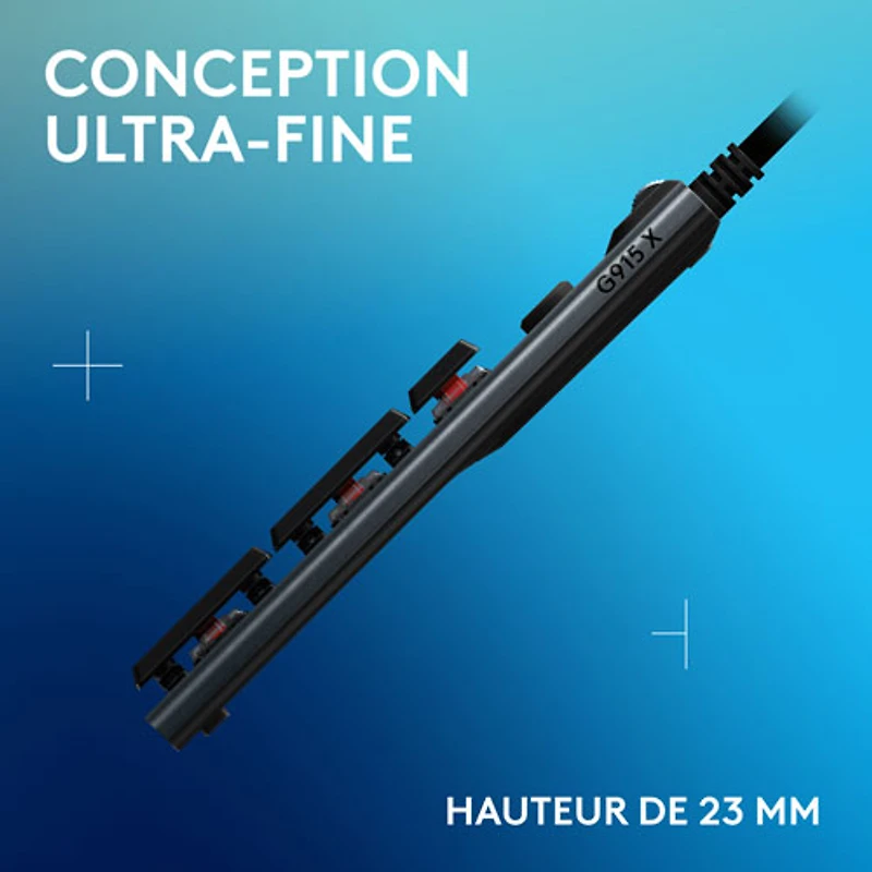 Clavier de jeu pleine grandeur avec fil rétroéclairé à commutateurs mécaniques linéaires GL G915 X de Logitech - Noir